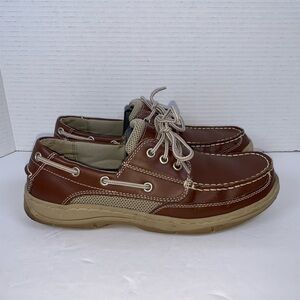 Jarman Mens Brown Boat Shoes Lace-Up Casual  Size 9     (S374)